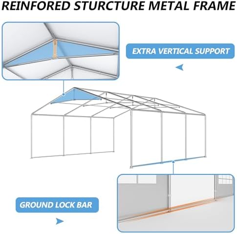 20'x20' Party Tent Heavy Duty, Large Wedding Event Tent with Removable Sidewalls & 4 Sand Bags, Event Canopy, alternate view