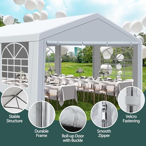 20'x20' Party Tent Heavy Duty, Large Wedding Event Tent with Removable Sidewalls & 4 Sand Bags, Event Canopy, alternate view