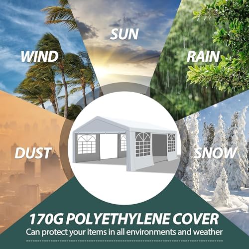 20'x20' Party Tent Heavy Duty, Large Wedding Event Tent with Removable Sidewalls & 4 Sand Bags, Event Canopy, alternate view