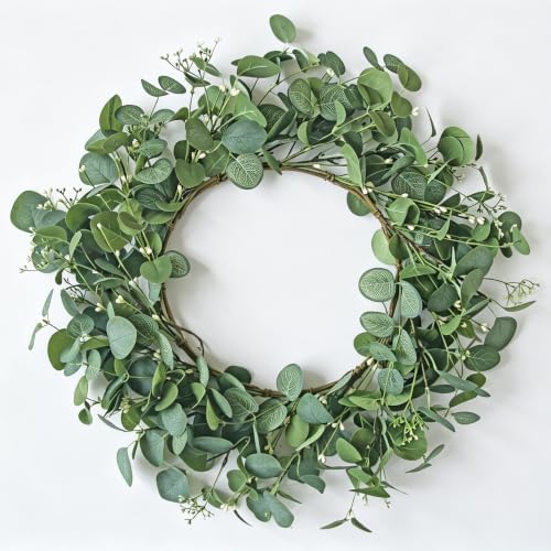 20" Year Round Eucalyptus Wreath for Front Door, Home Decor, All Season