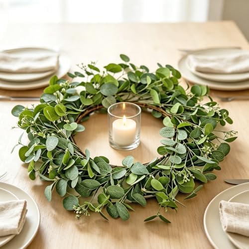 20" Year Round Eucalyptus Wreath for Front Door, Home Decor, All Season, alternate view 6