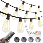200(50FT*4) Outdoor String Lights with Remote LED Edison Waterproof