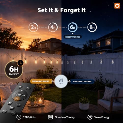 200(50FT*4) Outdoor String Lights with Remote LED Edison Waterproof, alternate view 6