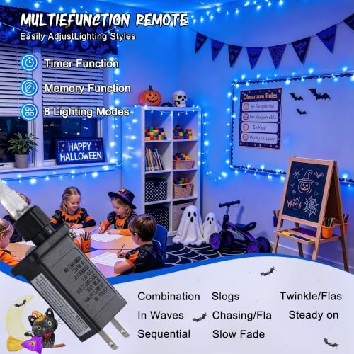 200 LED 66Ft Blue Christmas Halloween String Lights Indoor Outdoor, alternate view 2