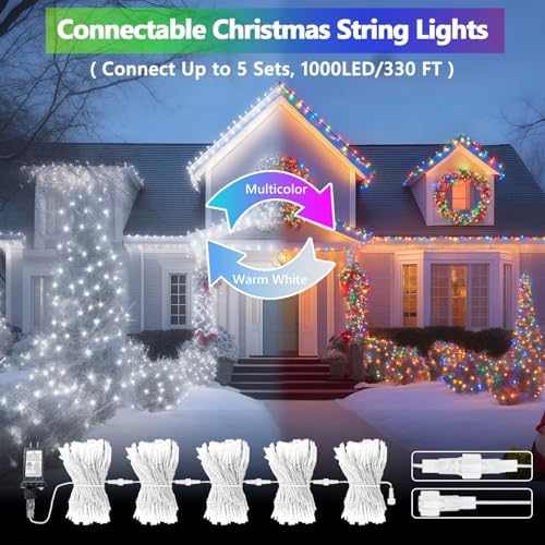 200 LED Connectable String Lights with Remote, Cool White to Multicolor, alternate view 2