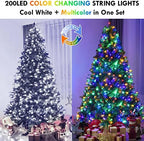 200 LED Connectable String Lights with Remote, Cool White to Multicolor, alternate view 6