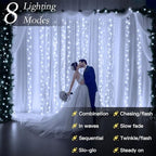 200 LED Cool White Curtain Fairy Lights 9.8x6.6FT Plug in in 9.8x6.6FT in Cool Whtie, alternate view 4