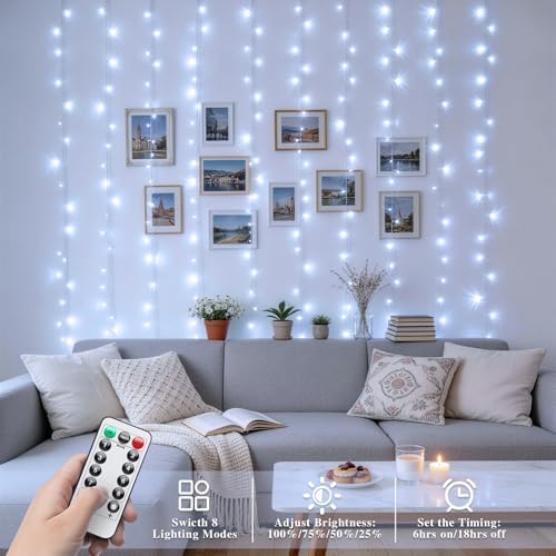 200 LED Curtain Lights Battery Operated & USB Plug in, alternate view 2