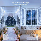 200 LED Curtain Lights Battery Operated & USB Plug in, alternate view 3