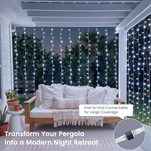 200 LED Curtain Lights Plug in, 6.6x6.6FT Fairy Lights, Cool White in 6.6x6.6FT in Cool White, alternate view 2