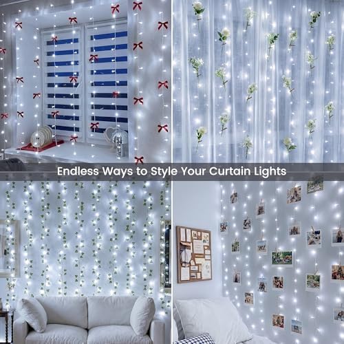 200 LED Curtain Lights Plug in, 6.6x6.6FT Fairy Lights, Cool White in 6.6x6.6FT in Cool White, alternate view 5