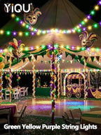 200 LED Extendable Green Yellow Purple Mardi Gras Lights Outdoor Indoor, alternate view 2