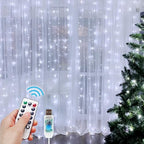 200 LED Fairy Curtain Lights, 6.6 x 6.6 FT Warm White USB Plug in 8 Modes String Hanging Lights with Remote for