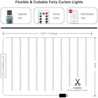 200 LED Fairy Curtain Lights, 6.6 x 6.6 FT Warm White USB Plug in 8 Modes String Hanging Lights with Remote for, alternate