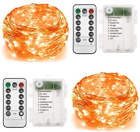 200 LED Halloween Fairy Lights, 66 ft 2 Pack Orange in Orange