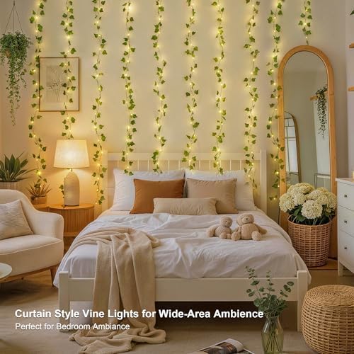 200 LED Ivy Vine Lights, Fairy Curtain Lights USB & Battery Operated with Remote, 6.5x6.5ft Vines with Fairy, alternate view