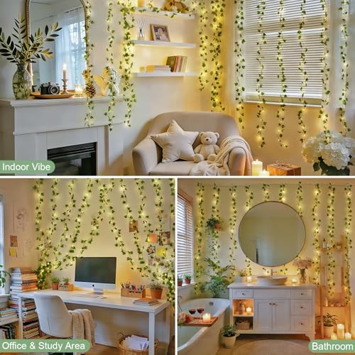 200 LED Ivy Vine Lights, Fairy Curtain Lights USB & Battery Operated with Remote, 6.5x6.5ft Vines with Fairy, alternate view