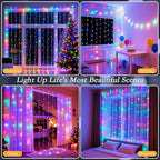 200 LED Multicolor Rainbow Curtain Fairy Lights 9.8x6.6FT Plug in in 9.8x6.6FT in Multicolor, alternate view 3