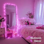 200 LED Pink Lights for Room Decor, Pink String Halloween Lights, alternate view 2