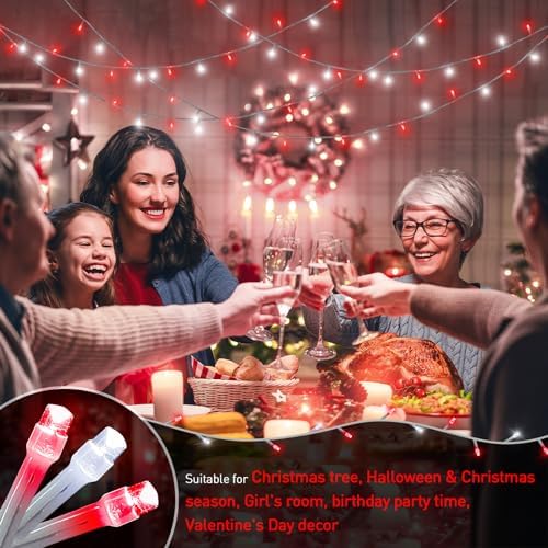 200 LED Red and White String Lights Indoor Outdoor, alternate view 3