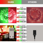 200 LED Red & Green String Lights Outdoor for Christmas Decor, alternate view 2