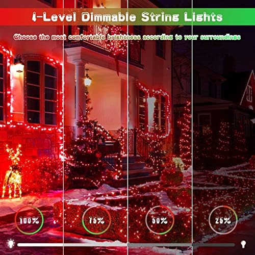 200 LED Red & Green String Lights Outdoor for Christmas Decor, alternate view 4