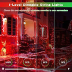 200 LED Red & Green String Lights Outdoor for Christmas Decor, alternate view 4