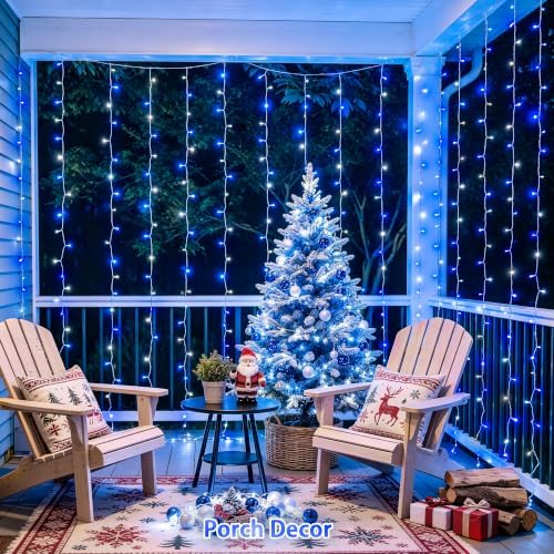 200 LED USB Curtain Lights Blue and White, alternate view 3
