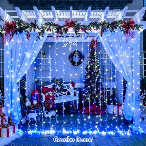 200 LED USB Curtain Lights Blue and White, alternate view 5