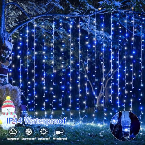 200 LED USB Curtain Lights Blue and White, alternate view 7