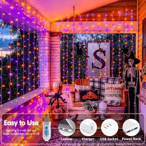 200 LED USB Plug in Orange and Purple Halloween Lights, alternate view 3