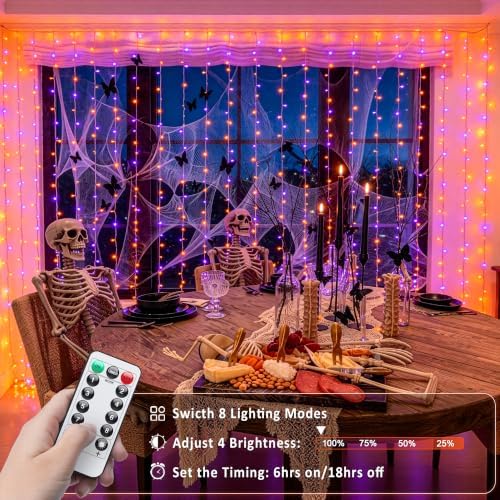 200 LED USB Plug in Orange and Purple Halloween Lights, alternate view 6