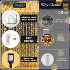 200 LED Warm White Curtain Fairy Lights 9.8x6.6FT Plug in in 9.8x6.6FT in Warm White, alternate view 2