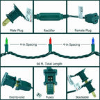 200 Multicolor LED Christmas Lights, 66 ft Green Wire String Light in Multicolor, alternate view 7