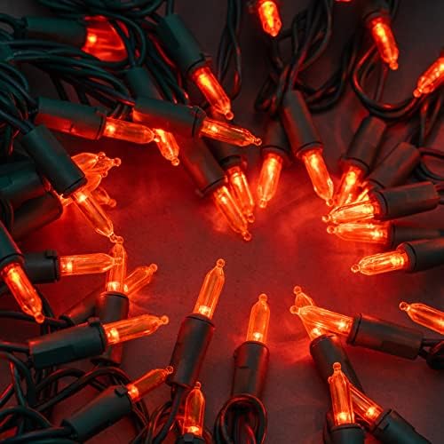 200 Orange LED Christmas Lights, 66 ft Green Wire UL String Light, alternate view 2