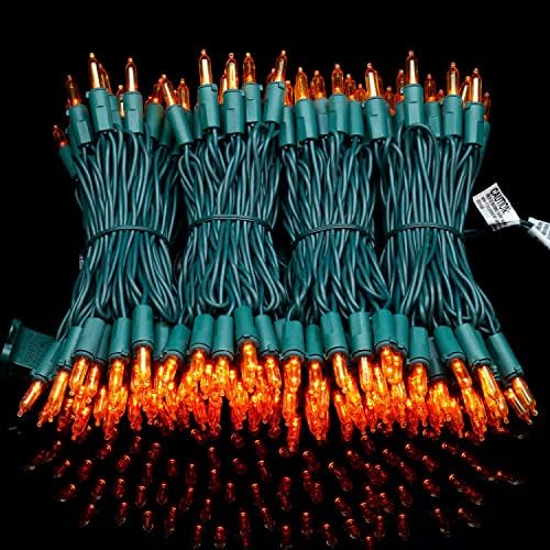 200 Orange LED Christmas Lights, 66 ft Green Wire UL String Light, alternate view 4