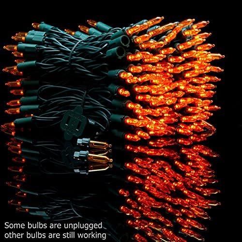 200 Orange LED Christmas Lights, 66 ft Green Wire UL String Light, alternate view 6