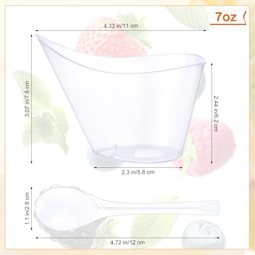 200 Pack 7 Oz Clear Clear Plastic Dessert Cups in 7 oz in Clear, alternate view 3