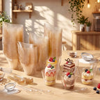 200 Pack 7 Oz Gold Glitter Clear Plastic Dessert Cups in 7 oz in Gold Glitter, alternate view 4