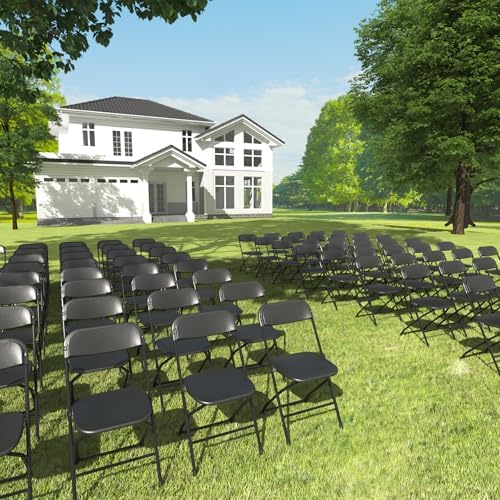 200 Pack Black Folding Chairs for School Events Wedding Party Picnic, alternate view 4