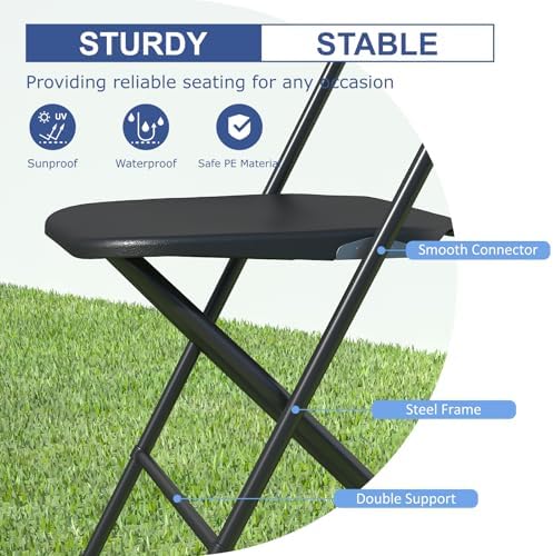 200 Pack Black Folding Chairs for School Events Wedding Party Picnic, alternate view 6