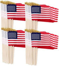 200 Pack Small American Flags on Stick, 4x6 Inch Small US Flags/Mini American Handheld Flags with Kid-Safe Spear