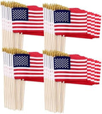 200 Pack Small American Flags on Stick, 4x6 Inch Small US Flags/Mini American Handheld Flags with Kid-Safe Spear