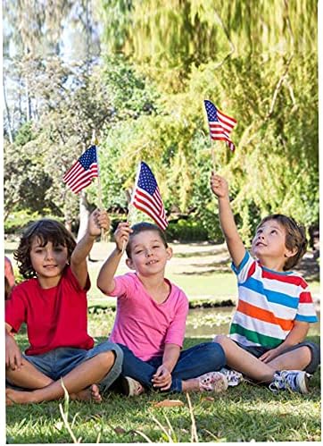 200 Pack Small American Flags on Stick, 4x6 Inch Small US Flags/Mini American Handheld Flags with Kid-Safe Spear, alternate