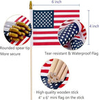 200 Pack Small American Flags on Stick, 4x6 Inch Small US Flags/Mini American Handheld Flags with Kid-Safe Spear, alternate