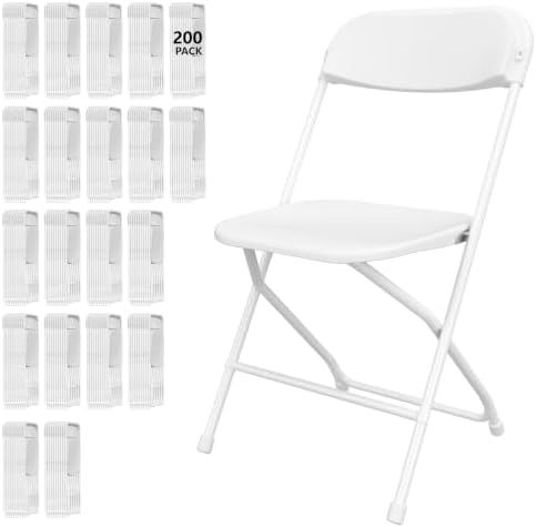 200 Pack White Folding Chairs for School Events Wedding Party Picnic