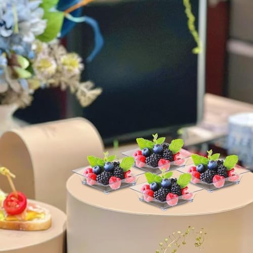 200 Pcs Mini Appetizer Plates with Spoons and Forks, Clear Disposable Dessert Bowls and Serving Trays, Tiny, alternate view 2