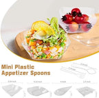 200 Pcs Mini Appetizer Plates with Spoons and Forks, Clear Disposable Dessert Bowls and Serving Trays, Tiny, alternate view 3