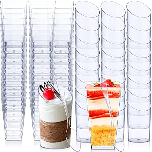 200 Pcs Mini Dessert Cups with Spoons, Clear in Clear