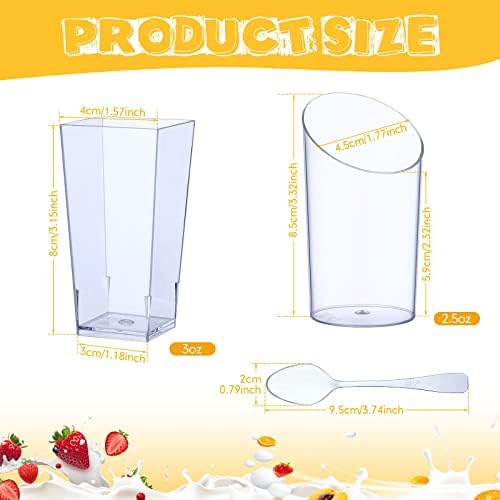 200 Pcs Mini Dessert Cups with Spoons, Clear in Clear, alternate view 3
